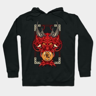 Japanese Demon Art Mask Devil Oni Kanji T-Shirt Hoodie